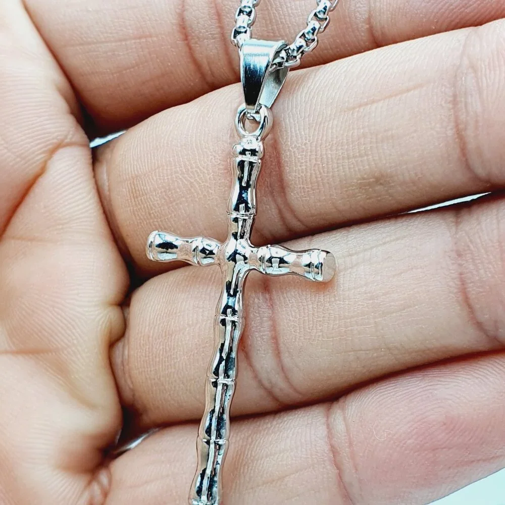 ❤️Fashionable Bamboo Cross Christian Pendant Necklace for women/men,N90201P196